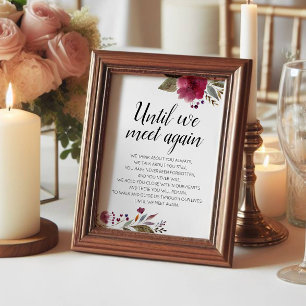 Until We Meet Again Burgundy Floral Wedding Poster
