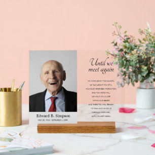 Until We Meet Again Memorial Service With Photo Acrylic Sign