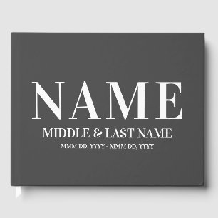 Until We Meet Again Modern Bold Charcoal Memorial Guest Book