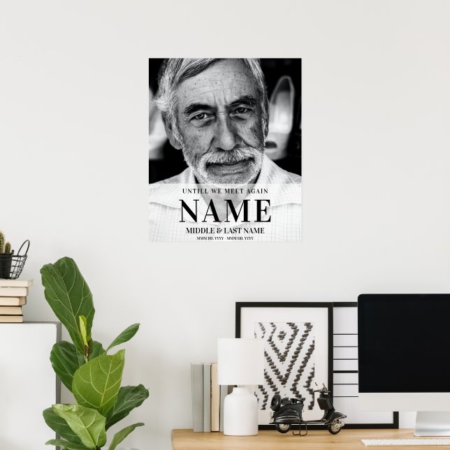 Until We Meet Again Modern Bold Photo Memorial Poster (Home Office)