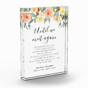 Until We Meet Again Peach Floral Memorial Poem Photo Block