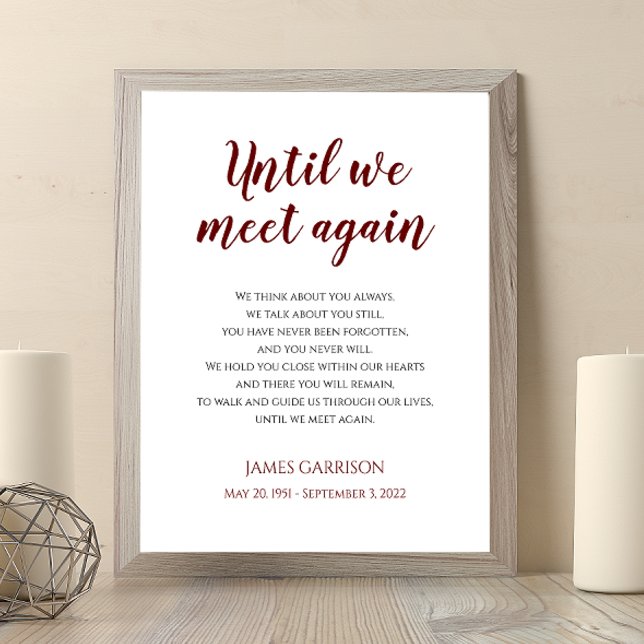 Until We Meet Again Red Celebration Of Life Poem Poster (Creator Uploaded)