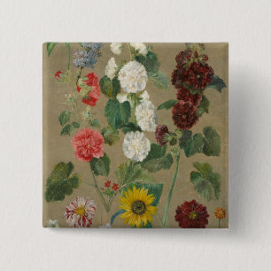 Untitled (Flowers) (oil on board) 15 Cm Square Badge
