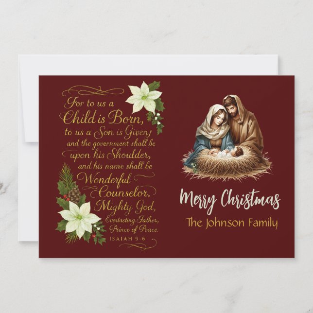 Unto Us a Child Is Born – A Nativity Blessing Holiday Card (Front)