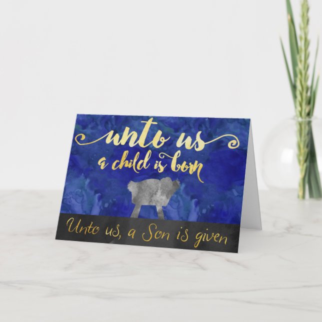 Unto us a child is born Christmas card (Front)