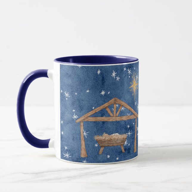 Unto Us A Child Is Born Christmas Nativity Mug (Left)