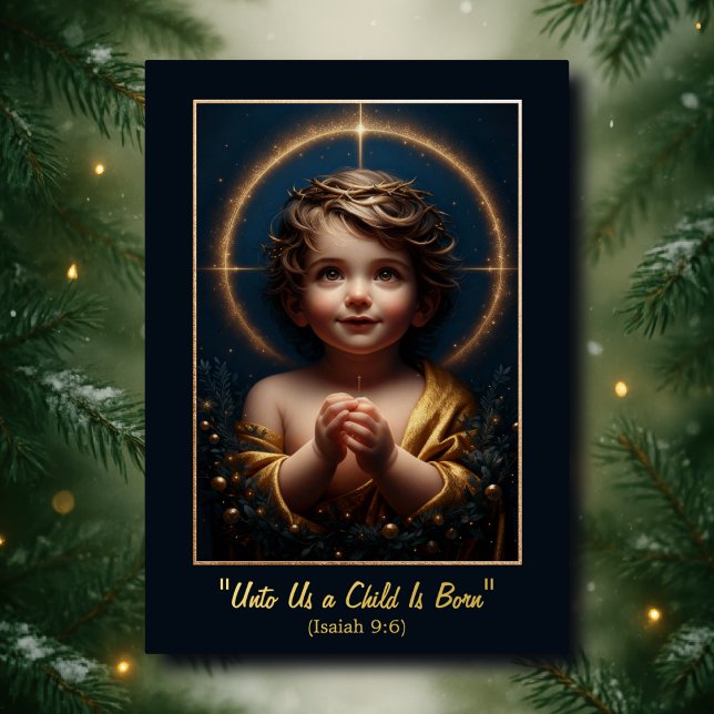 "Unto Us a Child Is Born" Foil Holiday Card (Creator Uploaded)