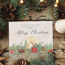 Unto Us a Child Is Born Folded Christmas Card