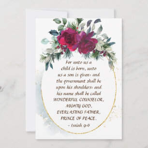 Unto Us A Child is Born Isaiah 9:6 Christmas Flat Holiday Card