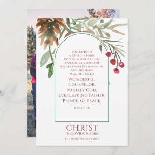 Unto Us A Child is Born Photo Christmas Holiday Card