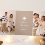 Unto Us a Child is Born Photo Collage Christmas Tri-Fold Holiday Card<br><div class="desc">Inspirational Christian religious multi photo Christmas trifold greeting card features Unto us a Child is born white typography with an illustrated Christmas star and a neutral taupe background with five photos.</div>