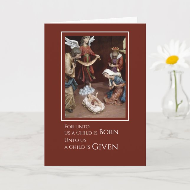 Unto Us Child Born Church Christmas Card (Small Plant)