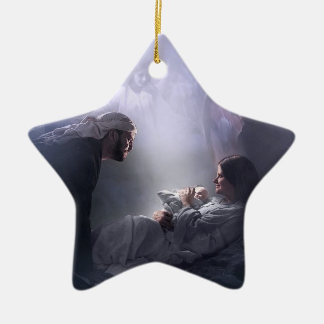 Unto Us, the Nativity Ceramic Tree Decoration (Front)