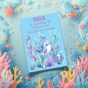 UnUnder the Sea Birthday Invitation Girl -Editable