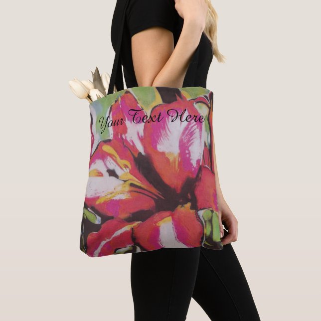 unusual abstract picture of red lily flower tote bag (Close Up)