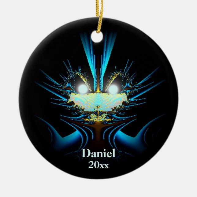 Unusual Alien Ornament Custom Name and Year (Front)