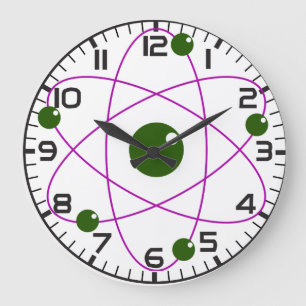 Unusual Atomic Pattern Green Purple Large Clock