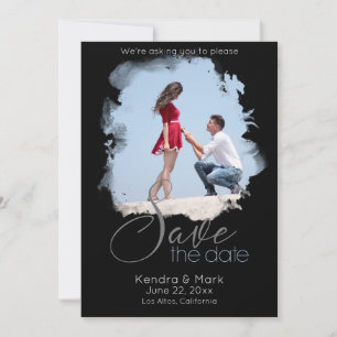 Unusual Brush Stroke Photo Window  Save the Date Invitation