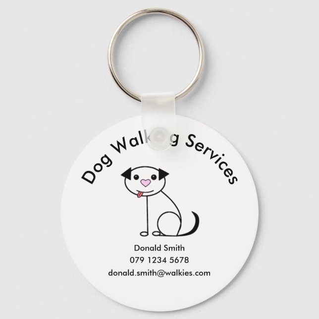 Unusual business card Dog walking promotion Key Ring (Front)