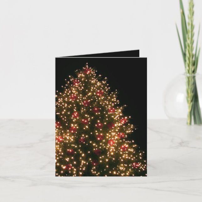 Unusual Christmas Tree on Black Holiday Card (Front)