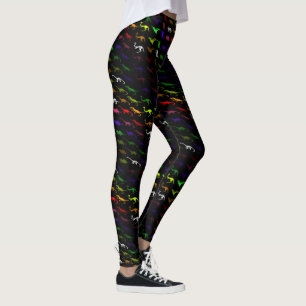 Unusual cool rainbow colourful cute dinosaur leggings