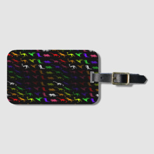 Unusual cool rainbow colourful cute dinosaur luggage tag