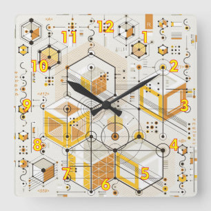 Unusual Futuristic Electronic Style Design Square Wall Clock