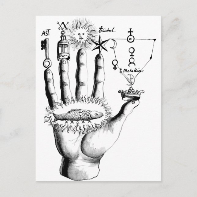 Unusual Hand Sun Alchemy Steampunk Postcard (Front)