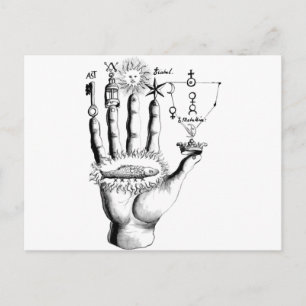 Unusual Hand Sun Alchemy Steampunk Postcard