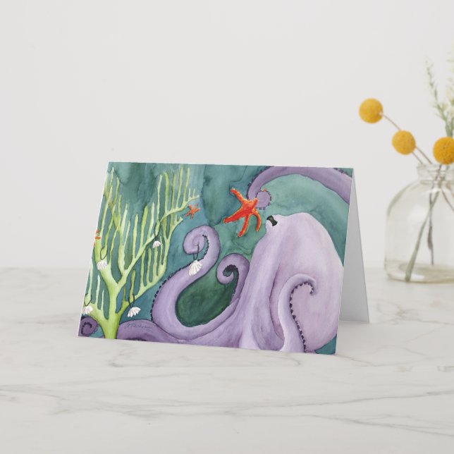 Unusual Holiday Animals: Octopus Greeting Card A5 (Front)