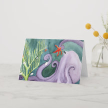 Unusual Holiday Animals: Octopus Greeting Card A5