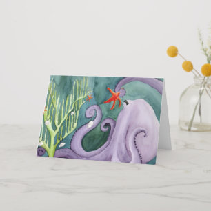 Unusual Holiday Animals: Octopus Greeting Card A5