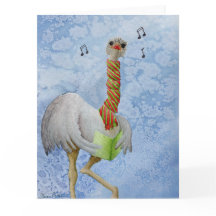 Unusual Holiday Animals: Ostrich Card 8.5"x11"