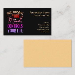 Unusual Inspirational Quote Neon Black Business Card