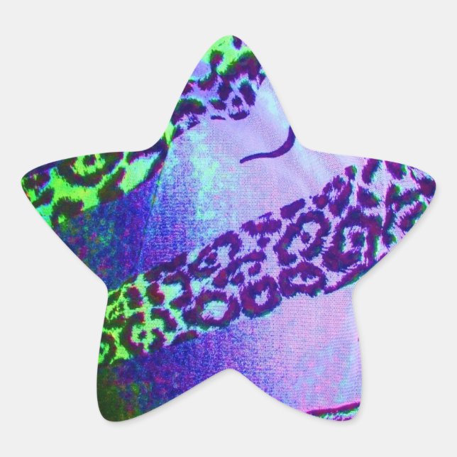 Unusual Leopard Print in Tropical Colors Star Sticker (Front)