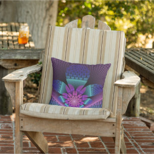 Unusual Patterned Colourful Fantasy Flower Fractal Cushion