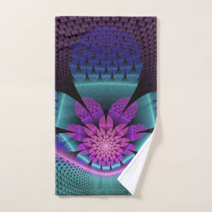 Unusual Patterned Colourful Fantasy Flower Fractal Hand Towel