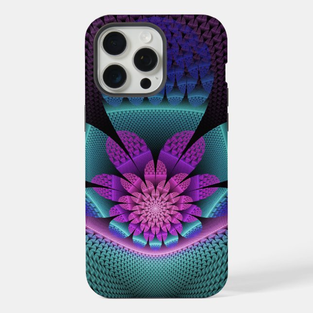 Unusual Patterned Colourful Fantasy Flower Fractal iPhone Case (Back)