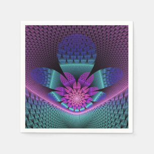 Unusual Patterned Colourful Fantasy Flower Fractal Napkin