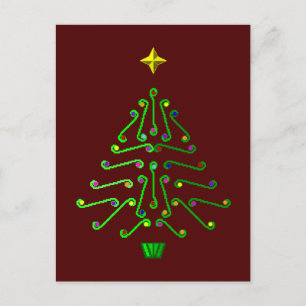 Unusual pixel art Christmas Tree Holiday Postcard