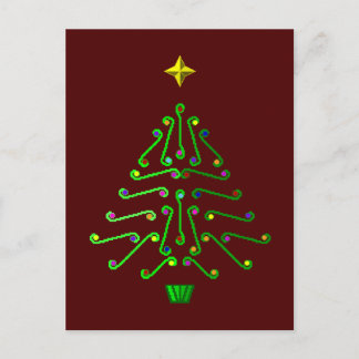 Unusual pixel art Christmas Tree Holiday Postcard