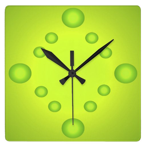 Image of Unusual Pop Art Lime Suns Clock Green 4