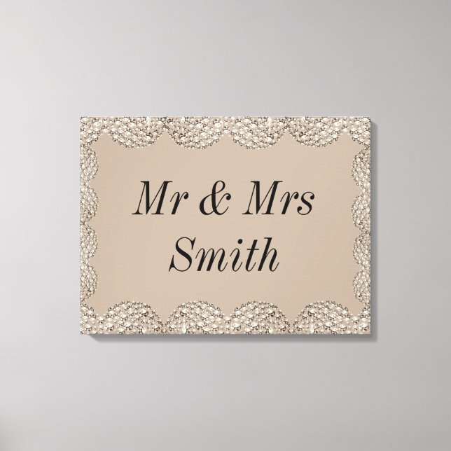Unusual pretty personalised wedding canvas gift print (Front)