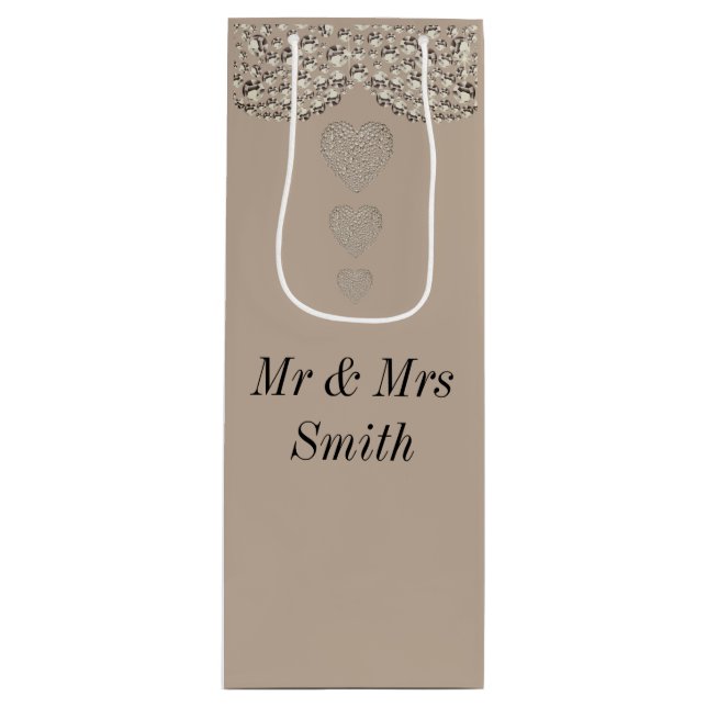 Unusual pretty personalised wedding gift bag (Front)