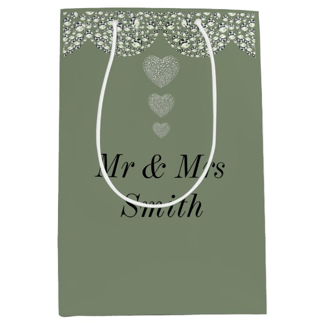 Unusual pretty personalised wedding gift bag (Front)