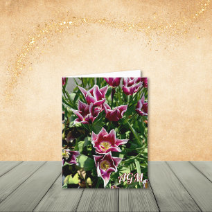 Unusual Purple and White Tulips Note Cards