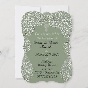 unusual rhinestone personalised wedding invitation