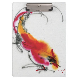 Unusual Rooster. Calligraphy and watercolor. Clipboard