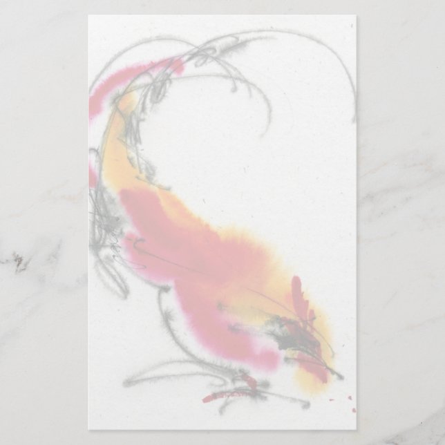 Unusual Rooster. Calligraphy and watercolor. Stationery (Front)