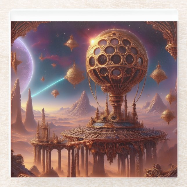 Unusual Spherical Structure On A  Desolate Planet Glass Coaster (Front)